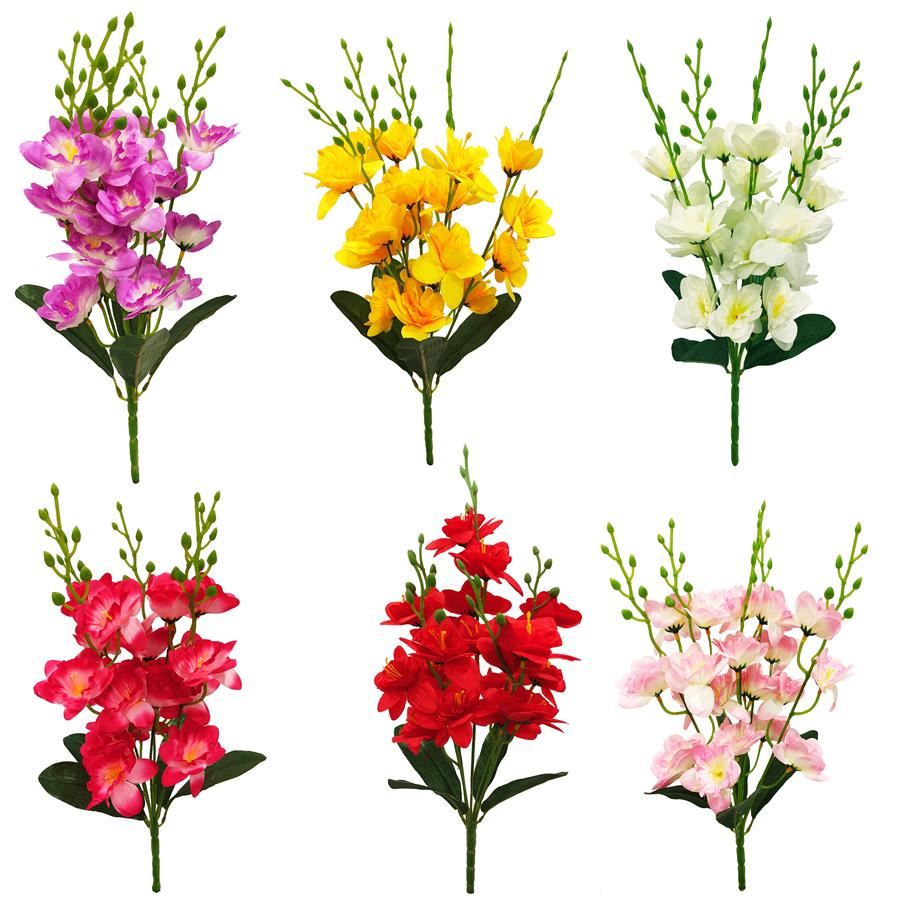 RAMO DE FLORES 47CM. 6 COLORES: ROJO. FUCSIA. ROSA. BLANCO. AMARILLO. LILA